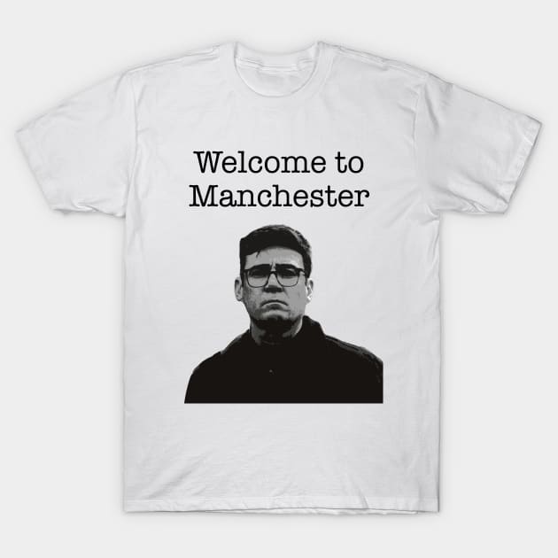 Andy Burnham Welcome to Manchester | Mayor Manchester | Black Print T-Shirt by stuartjsharples